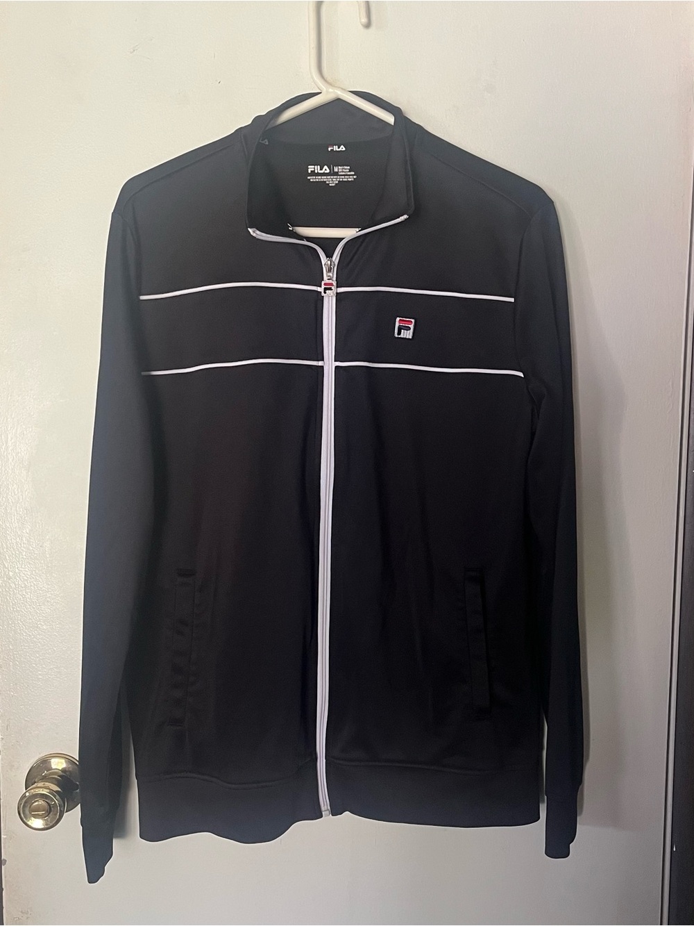 FILA Black Jacket with White Piping and Zip